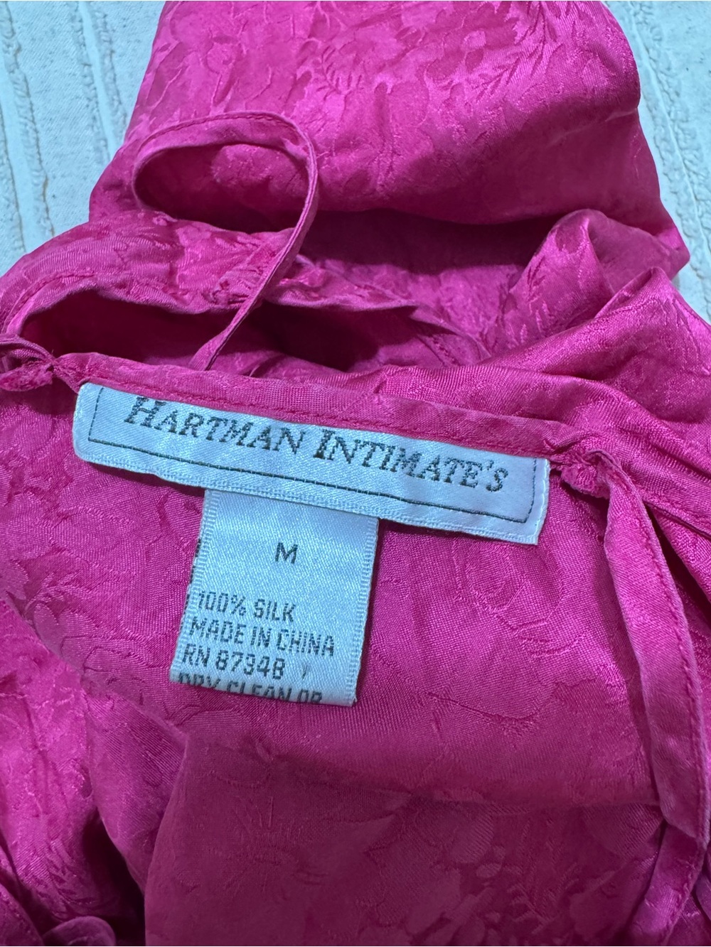 Vintage 100% Silk Magenta Slip Dress with Thin Straps - Picture 6 of 6